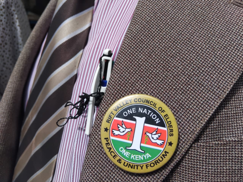 A lapel pin of the Rift Valley Council of Elders. PHOTO/Elijah Cherutich