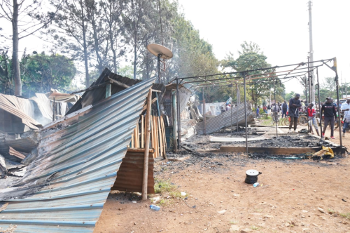 Part of burnt black out pub at Bondo junction belonging to Stephen Omondi. PHOTO/Eric Juma