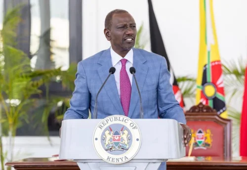 President William Ruto during the award of a charter to Bomet University on Wednesday, February 4, 2026. PHOTO/@HonJuliusMigos/X