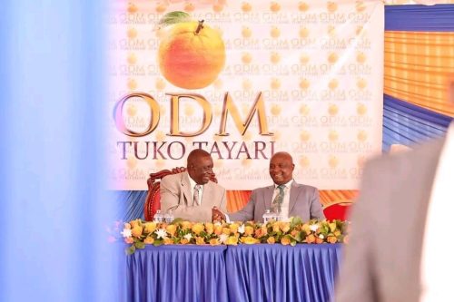 Osotsi with Oburu during ODM’s Joint Parliamentary Group Meeting. PHOTO/https://www.facebook.com/Senator Godfrey Osotsi