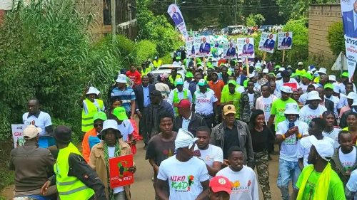 Former Deputy President Rigathi Gachagua joining Nyeri youths in their Niko Kadi campaigns, PHOTO//https://www.facebook.com/DPGachagua