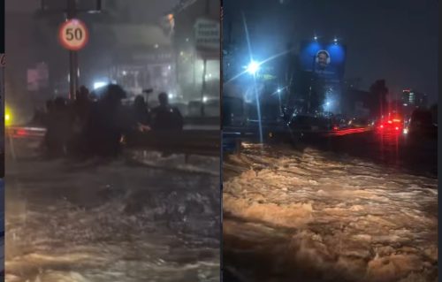 Flooded Lang’ata Road. PHOTO/ screengrab by K24 Digital from Video posted by @mcjimmiekajim/Instagram