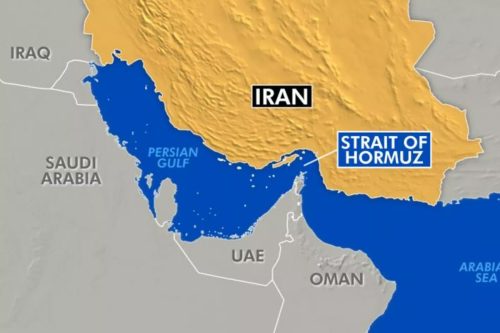 The Strait of Hormuz, the narrow geopolitical flashpoint between Iran and Oman, channeling about one-fifth of the world's oil supply. PHOTO/@Glenn_Diesen/X