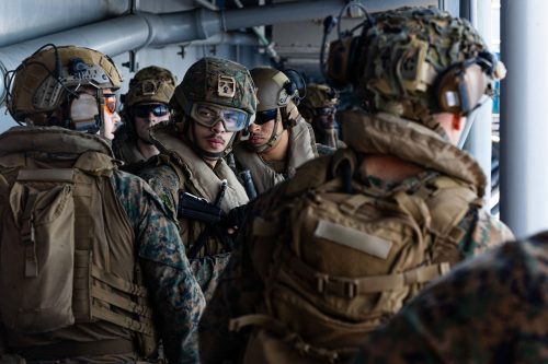 United States marines aboard warship USS Tripoli (LHA-7). PHOTO/@CENTCOM