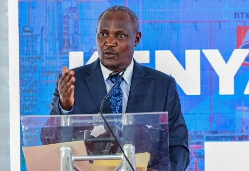 John Mbadi speaks during the KPC IPO launch at the Nairobi Securities Exchange. PHOTO/@KeTreasury/X