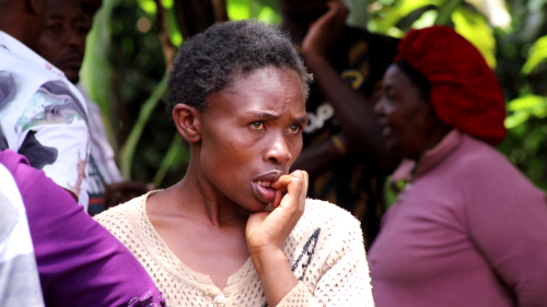 A resident of Nguna village in Gatundu North shocked after the murder of Francis Gaitho,a retired teacher. Photos//Mathew Ndung’u
