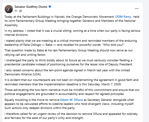 Facebook post by Godfrey Osotsi. PHOTO/Screengrab by People Daily Digital