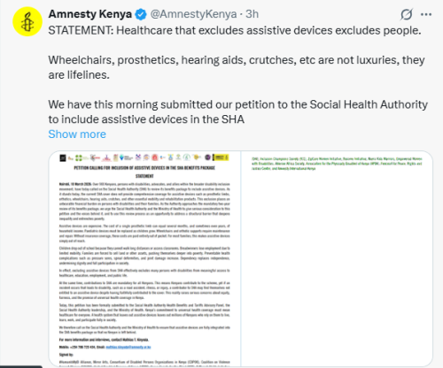 X post by Amnesty Kenya. PHOTO/Screengrab by People Daily Digital