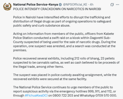 X post by NPS. PHOTO/Screengrab by People Daily Digital