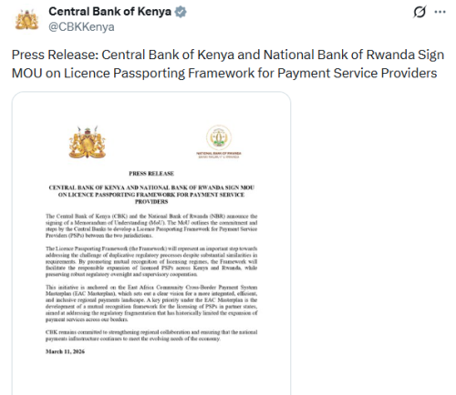 X post by CBK. PHOTO/Screengrab by People Daily Digital