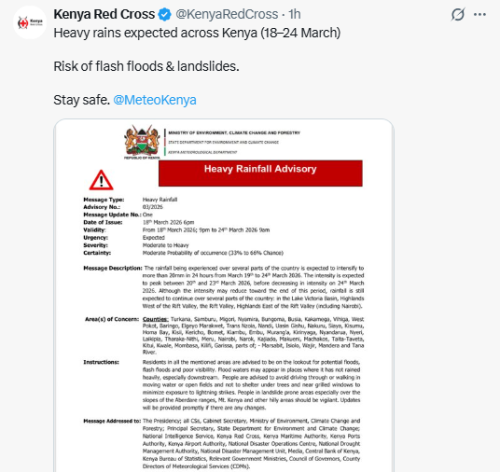 X post by Red Cross. PHOTO/Screengrab by People Daily Digital