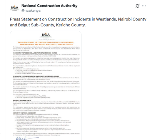 Statement by the NCA on Friday, March 20, 2026. PHOTO/Screengrab by People Daily Digital/@ncakenya/X