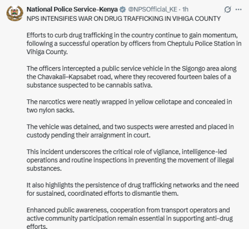 X post by NPS. PHOTO/Screengrab by People Daily Digital
