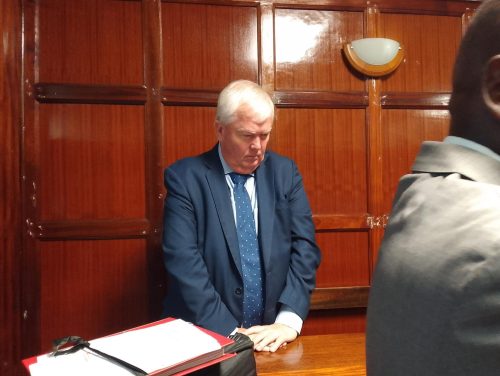Lawyer Guy Spencer appears before Milimani Principal Magistrate Carolyne Nyaguthii Mugo on Thursday, March 5, 2026.PHOTO/Zipporah Ngwatu