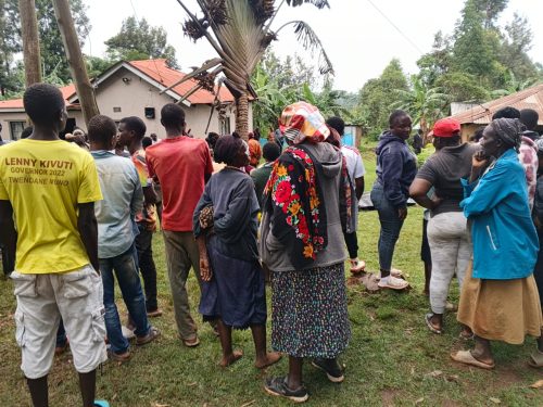 Pics: Grief stricken villagers mill at the scene where daughter stabbed her father to death on Wednesday 11th March 2026 in Vihiga county.Photos: Enock Amukhale 