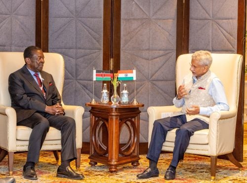 Prime CS Musalia Mudavadi during a meeting with India’s Minister for External Affairs, S. Jaishankar, during the Raisina Dialogue on Friday, March 6, 2026: PHOTO/@MusaliaMudavadi/X