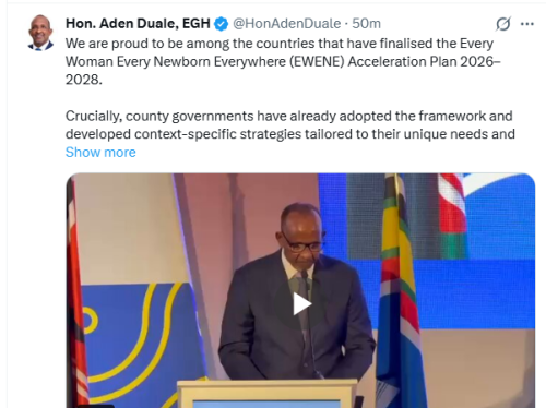 Health Cabinet Secretary Aden Duale's post on X account on Tuesday, March, 24, 2026. PHOTO/Screengrab by People Daily Digital/@HonAdenDuale/X