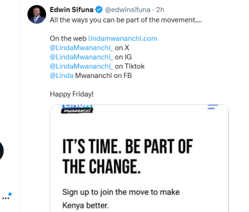 Screengrab by People Daily Digital of Senator Edwin Sifuna's post on March 13, 2026. PHOTO/@edwinsifuna/X