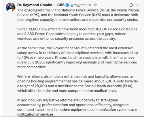 Part of the statement by Interior Principal Secretary Raymond Omollo on Wednesday, March 25, 2026. PHOTO/Screengrab by People Daily Digital/@ray_omollo/X