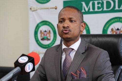 Embakasi East Mp Babu Owino while addressing the media at parliment buildings. PHOTO//https://www.facebook.com/ParliamentKE