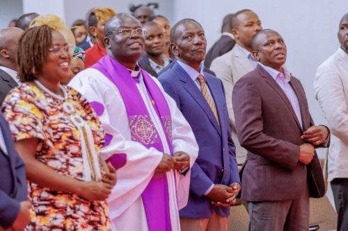 William Ruto during a church service in Karen. PHOTO/https://www.facebook.com/Kimani Ichung'wah