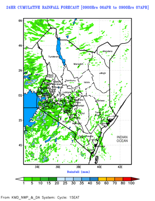 Kenya Met update on the rainfall in Rift Valley and North Eastern. PHOT/@MeteoKenya/X
