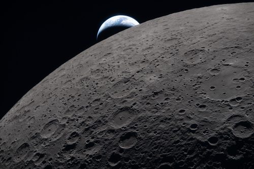 Earthrise over the Moon's cratered horizon. PHOTO/@csa_asc/X