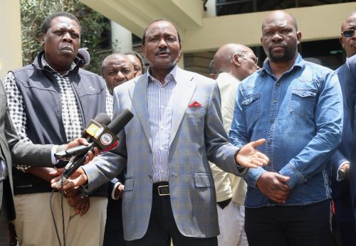 Wiper Patriotic Front Party leader Kalonzo Musyoka speaking to press after visiting vihiga senator in hospital following his attack on April 9, 2026. PHOTO/@skmusyoka/X