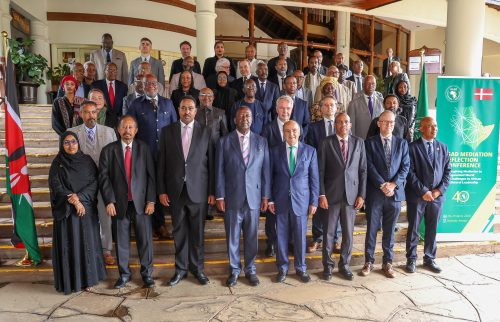 Musalia Mudavadi, Workneh Gebeyehu and Mohamed Belaiche during the IGAD Mediation Reflection Conference in Nairobi. PHOTO/@MusaliaMudavadi/X