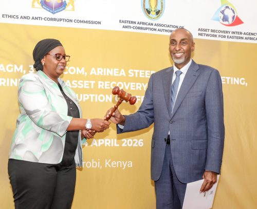Abdi Mohamud during his appointment as the president of the Eastern Africa Association of Anti-Corruption Authorities (EAAACA). PHOTO@EACCKenya/X