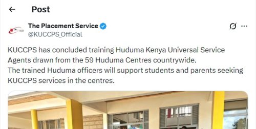 The Kenya Universities and Colleges Central Placement Service (KUCCPS) post on April 1, 2026. PHOTO/Screengrab by People Daily Digital/@KUCCPS_Official/X