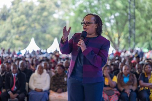 Kirinyaga Governor Anne Waiguru, during meeting between President William Ruto and Kirinyaga grassroots leaders at State House on April 29, 2026. PHOTO/@AnneWaiguru/X