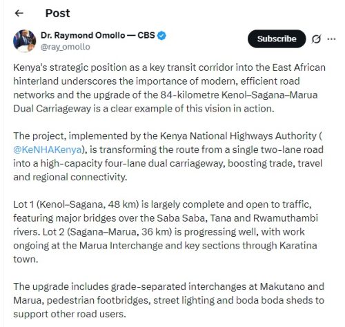 X post by Principal Secretary, State Department for Internal Security and National Administration, Raymond Omollo. PHOTO/Screengrab by People Daily Digital/@ray_omollo/X