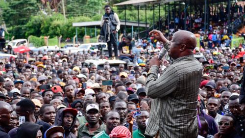 Vihiga Senator Godfrey Osotsi addresses a charged crowd during the Linda Mwananchi rally in Luanda, Vihiga County on Saturday, April 25, 2026. PHOTO/https://www.facebook.com/osotsi2027