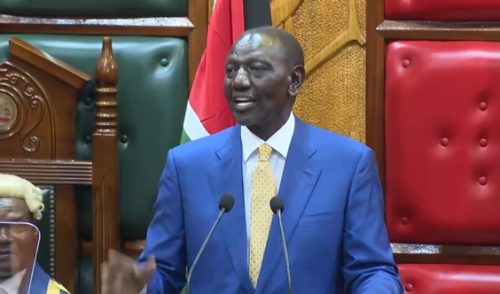 President William Ruto during his State of County Address in Nairobi County Assembly. PHOTO//Screengrab by People Daily Digital