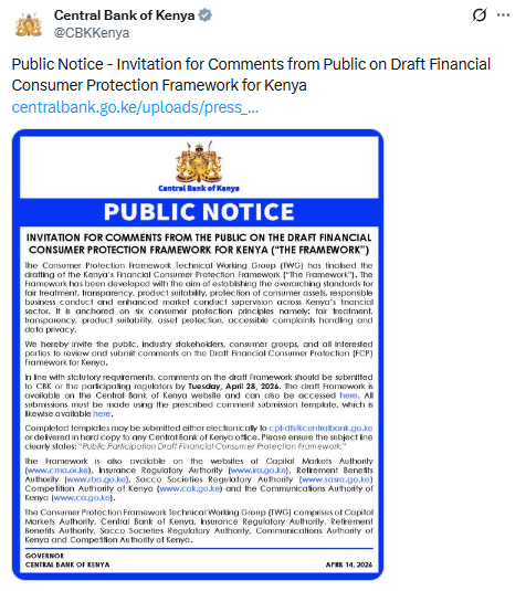 Statement by CBK. PHOTO/Screengrab by People Daily Digital/@CBKKenya/X