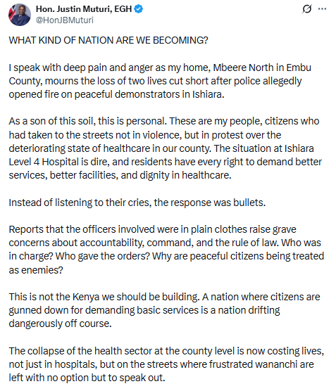 Statement by Justin Muturi. PHOTO/Screengrab by People Daily Digital/@HonJBMuturi/X
