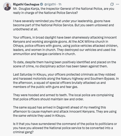 The statement on security claims. PHOTO/Screengrab by People Daily Digital/@rigathi/X
