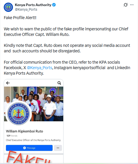 Statement by KPA. PHOTO/Screengrab by People Daily Digital/@Kenya_Ports/X
