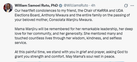 Statement by William Ruto. PHOTO/Screengrab by People Daily Digital/@WilliamsRuto/X