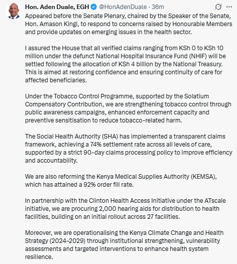Statement by Aden Duale. PHOTO/Screengrab by People Daily Digital/@HonAdenDuale/X