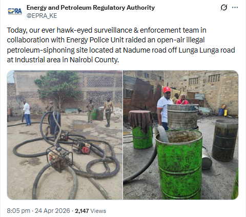 Statement by EPRA. PHOTO/Screengrab by People Daily Digital/@EPRA_KE/X