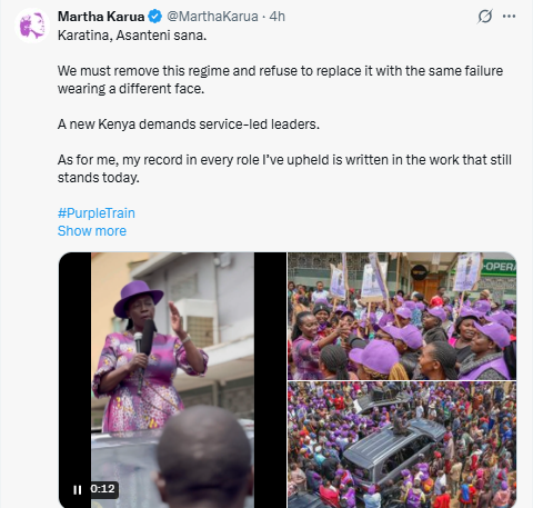 Statement by Martha Karua. PHOTO/Screengrab by People Daily Digital