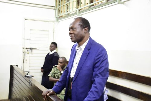 Raphael Tuju appears before Kibera Law Courts Chief Magistrate Stellar Atambo on Wednesday, April 8, 2026.PHOTO/Zipporah Ngwatu