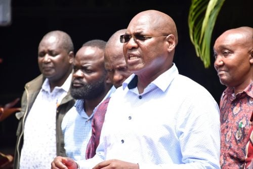 Mining Principal Secretary Harry Kimutai speaks in Kisumu during a meeting with Kakamega MCAs, assuring the public that the Shanta Gold licensing process is ongoing and subject to public participation. PHOTO/Viola Kosome