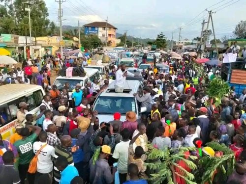 Luanda MP Dick Maungu addresses protestors at Luanda market on Friday 10th April 2026 to call justice for Vihiga senator Godfrey Osotsi who was assaulted by goons in Kisumu.Photo/Enock Amukhale
