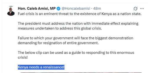 Saboti Member of Parliament Caleb Amisi post on April 15, 2026. PHOTO/Screengrab by People Daily Digital/@Honcalebamisi/X