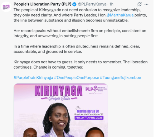 PLP statement posted on X