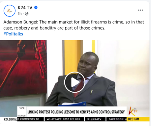Former Nairobi Regional Police Commander Adamson Bungei during an interview with K24 TV on April 24, 2026. PHOTO/Screengrab by People Daily Digital/https://www.facebook.com/K24TVNews/X