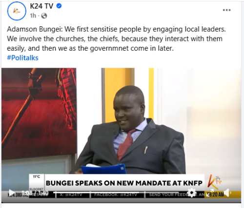 The Director of the Kenya National Focal Point on Small Arms and Light Weapons, Adamson Bungei during an interview with K24 TV on April 24, 2026. PHOTO/Screengrab by People Daily Digital/https://www.facebook.com/K24TVNews/X